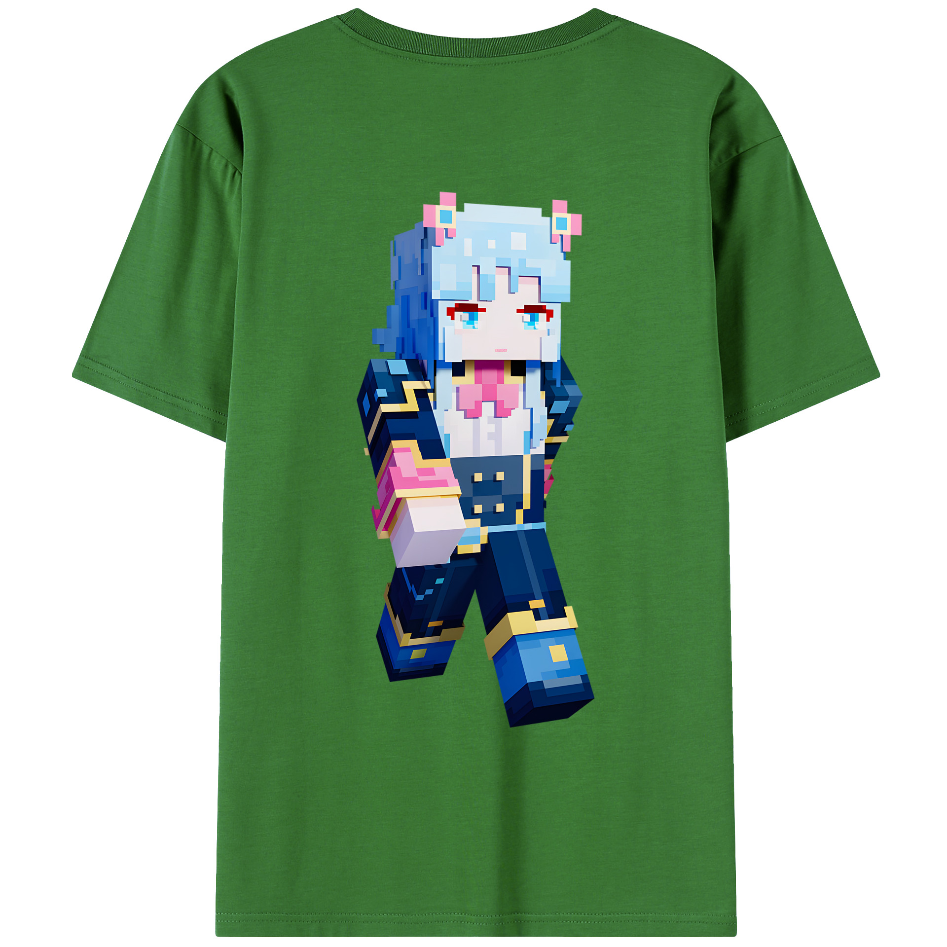（画像用） マインクラフト ブロックの世界 Minecraft MC Block world レディース半袖Tシャツ(バックプリント)